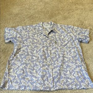 Columbia Sportswear Women Blue White Fly Fishing Shirt L Vintage